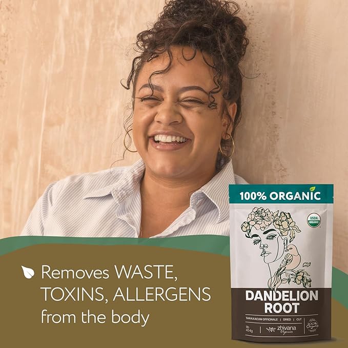 Dandelion Root Organic - Dandelion Tea - Diente de Leon Organico – Natural Cleansing, Gut Flora, Digestion, Liver, Skin – 4 oz