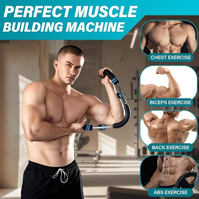 Twister Arm Trainer, 60-110lb Arm Exerciser, Adjustable Chest Workout Equipment Power Twister Bar for Upper Body Strength Training, Arm Strength Trainer Forearm Shoulder Home Fitness Equipment