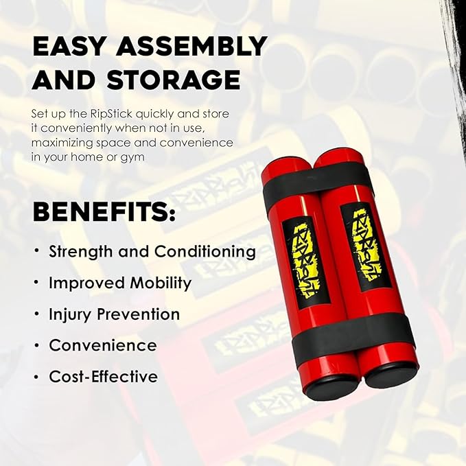 RipStick, Workout Equipment for Joint Rehab, Shoulder and Resistance Training, Muscle Building and Core Workout Equipment with 6 Adjustable Resistance Bands