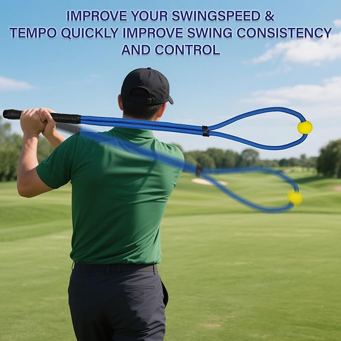 Golf Rope Swing Trainer, Golf Swing Training Aid to Improve Speed, Accuracy, Rhythm, Flexibility and Strength, Portable Golf Training Tool for Indoor/Outdoor Practice