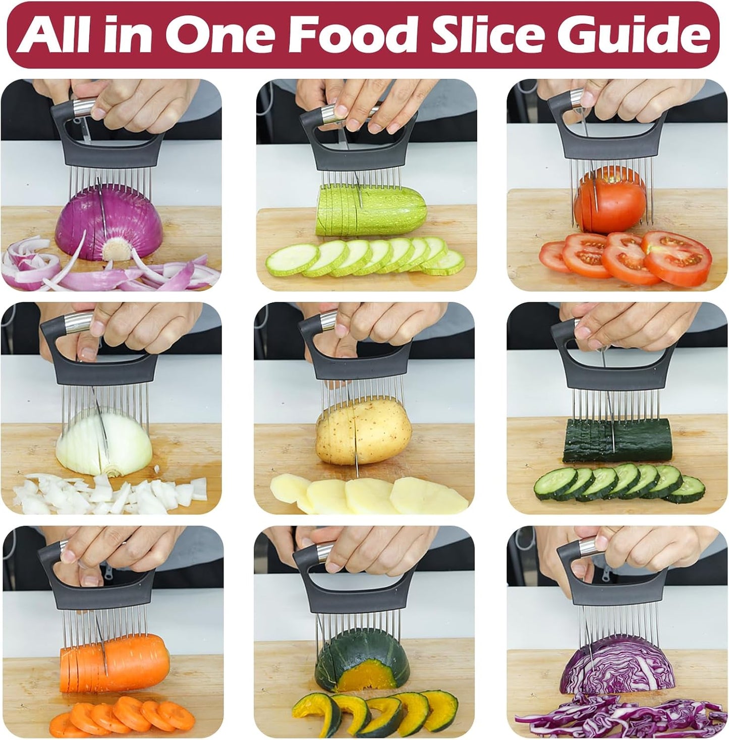 JAYVAR Extra-Large Onion Holder for Slicing, Large Tomato Slicer with 14 Long Needles, Onion Cutter Vegetable Chopper, Tomato Cutter Slicer Tool for Potato Slicing, Kitchen Gadgets Dicer Essentials