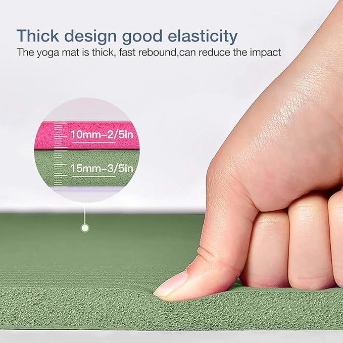 Thick Yoga Mat Non Slip, Large Size 72" L x 32" W x 0.6" TH, Premium Exercise & Fitness Mat with Carrying Strap and Bag, Workout Mats for Home