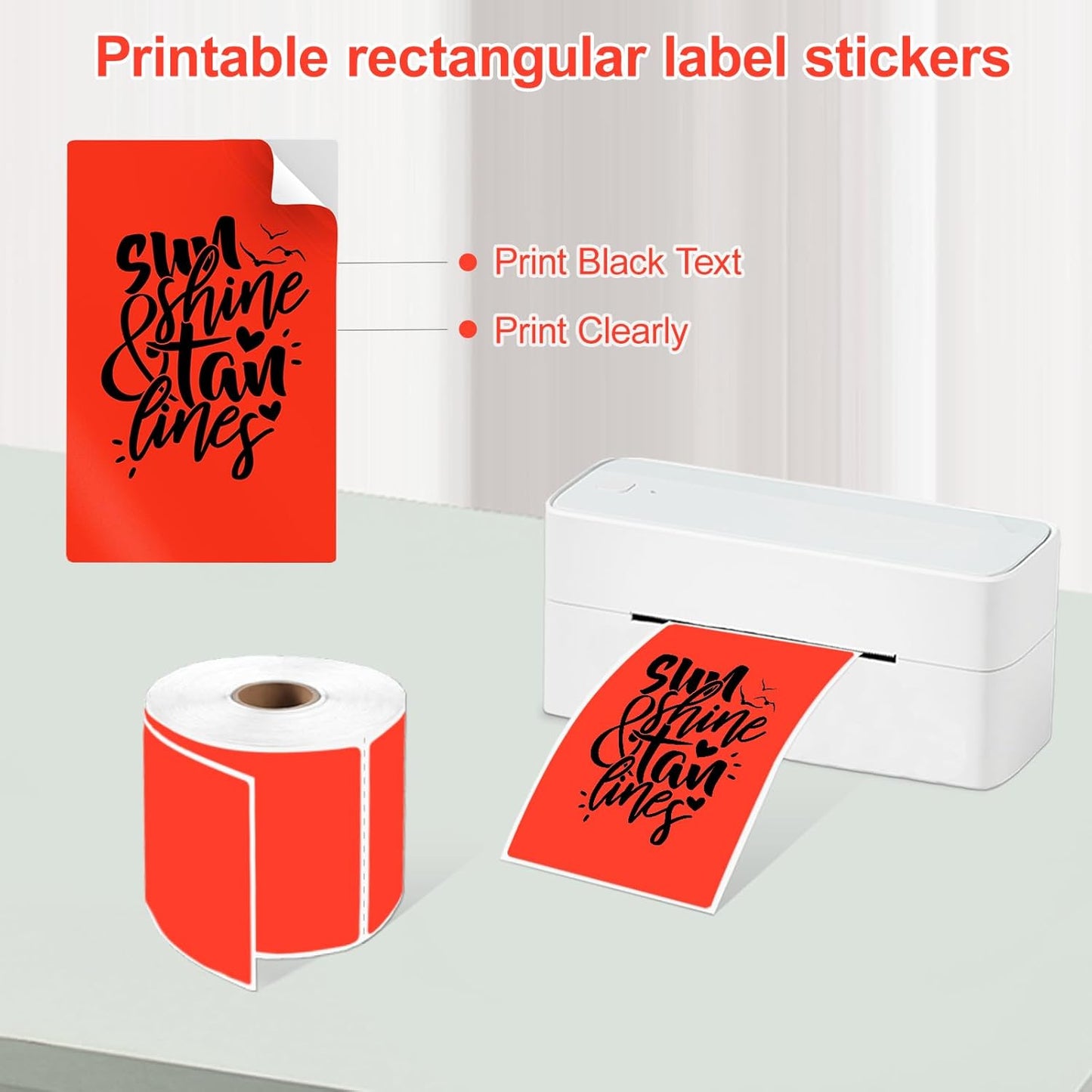 3 X 5 Inch Printable Rectangle Color Coding Labels, 300 Per Roll Adhesive Color Coding Stickers for Bar-Codes, Address, Small Business Labeling, Inventory, Fluorescent Red