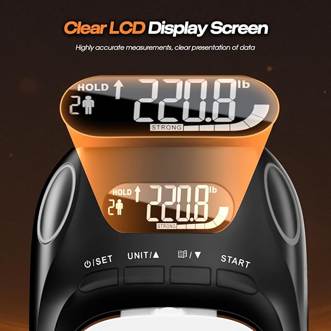 Grip Strength Tester & Trainer 2-in-1 Combo Set-Digital Hand Dynamometer with LCD Display, Max 400lb/180kg Capacity, Resistance Ring with Ergonomic Design for Sports, Gym, Home & Rehab