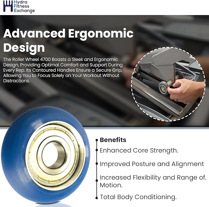 Slide Roller Wheel with Bearing (104247-001) | Small Roller Blade Wheels for Home Gym Equipment | Compatible with Octane Fitness Pro 4700 & Pro 3700 Elliptical Machines - Blue