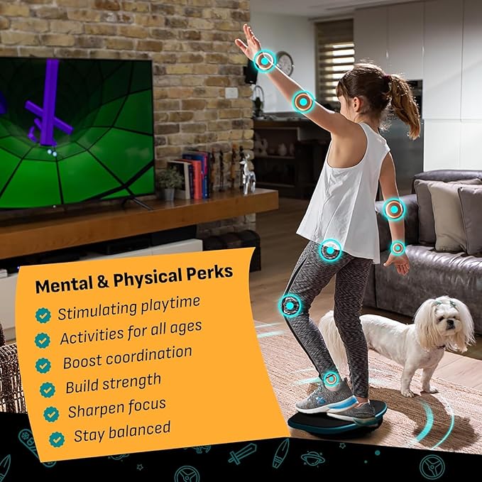 GoBalance Board - App-Enabled Balance Board. Smart Bluetooth Sensor, 12 FREE Interactive Games - Fun, Balance Training and Home Gym Workout! Boost Coordination & Strength for Teens and Adults