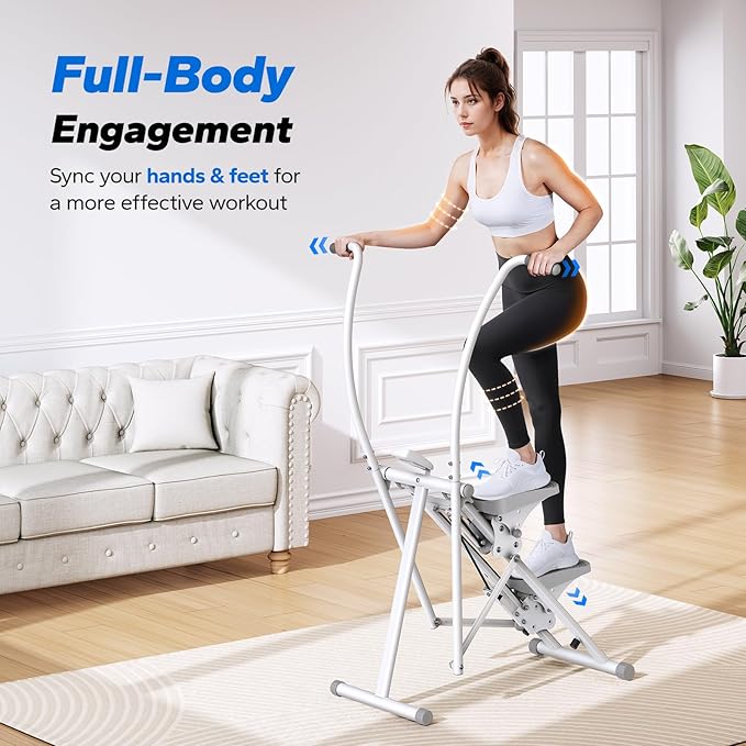 MERACH Stair Stepper for Home Gym Exercise, New Version Vertical Climber Machine for Full-Body Workout, Compact Folding Cardio Exercise Climber with Extended Step Range, Adjustable Handlebar & Pedals