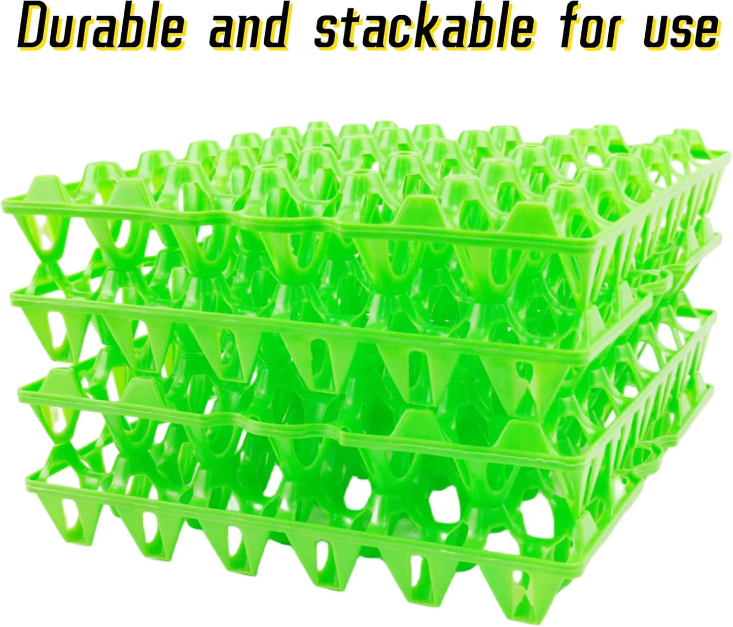 4-Pack Plastic Egg Tray Egg Crates, 30-Egg Flats, Stackable, Durable, Reusable, Green
