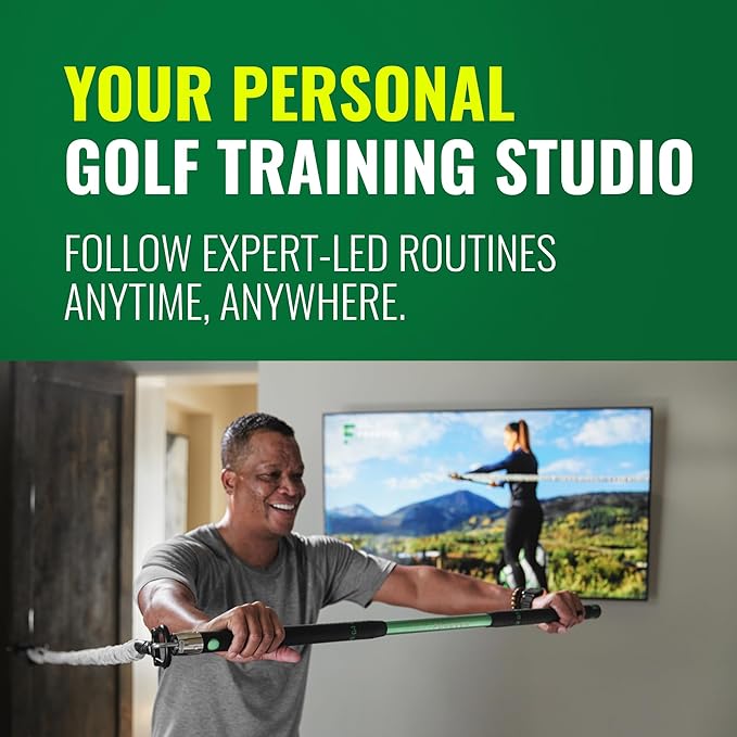 GolfForever Swing Trainer Plus – Golf Fitness & Training System for Strength, Flexibility & Swing Power – Includes 1-Year Membership & Premium Training Bar for Golf-Specific Workouts