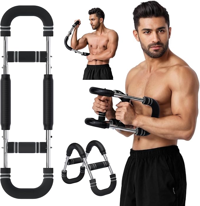 Twister Arm Trainer, Adjustable Chest Workout Equipment, Twister Arm Chest Exerciser Home Gym Strength Trainer, Portable Detachable Spring Workout Bar Home Fitness Equipment