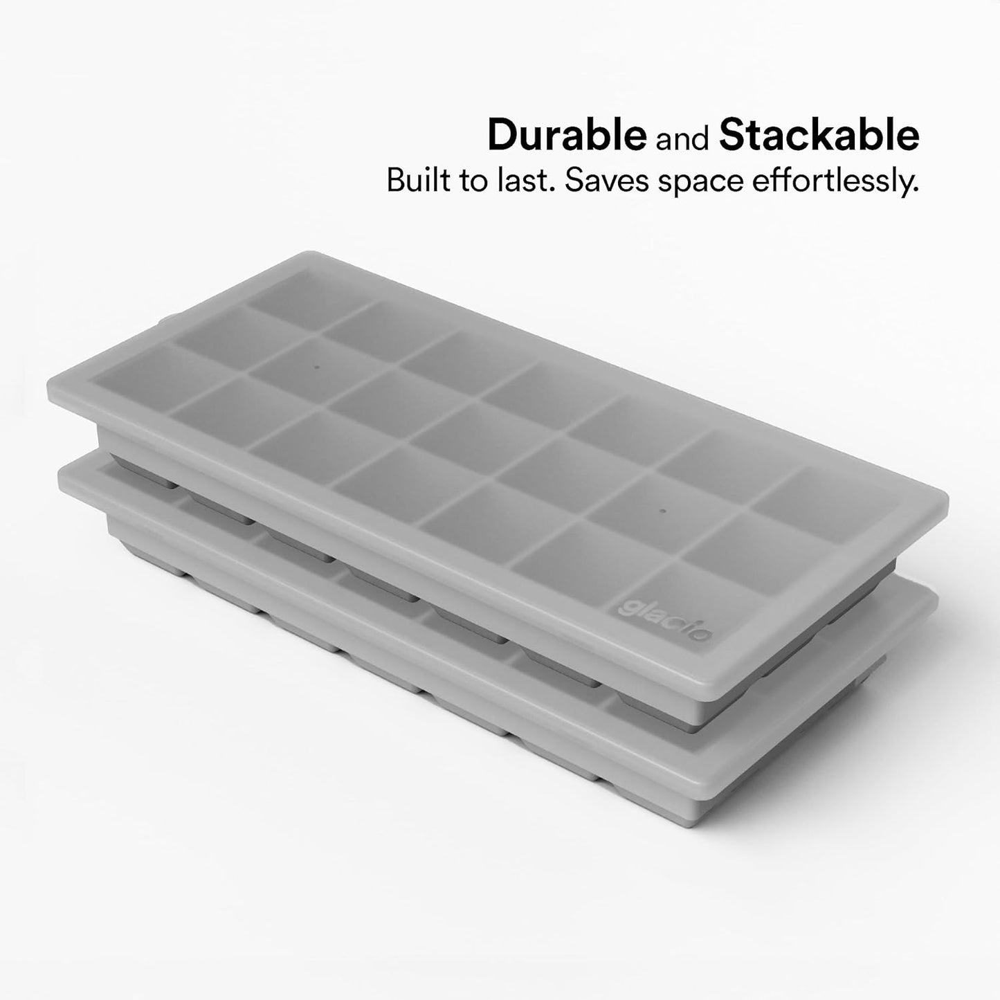 glacio Ice Cube Tray – Small Silicone Molds with Lids, BPA-Free and Flexible for Cocktails and Beverages – Set of 2