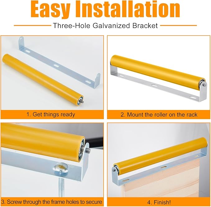 Therwen Boat Trailer Roller with Bracket Set Conveyor Rollers 1.5" Diameter Kayak Roller Metal Roller with Bracket for Transporting Raft Industrial Use