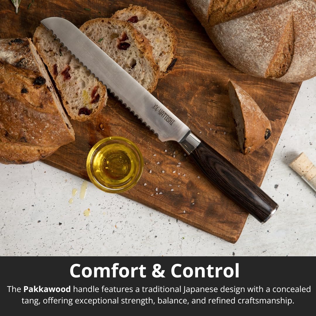 Yatoshi 9 Piece Block Set - Pro Kitchen Knife Set Ultra Sharp High Carbon Steel with Ergonomic Handle