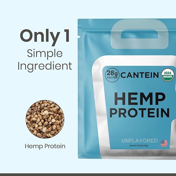 Organic Hemp Protein, Vegan Protein Powder, Plant Based Protein Powder, Non Dairy Protein, Lactose Free Natural Protein, Gluten Free- 1 Servings, Unflavored Sample