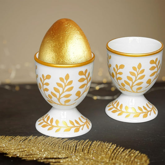 Cinf Ceramic Egg Cup Set of 2 Faux Porcelain Holder Breakfast Boiled Cooking Easy to Clean Childhood Memories Kitchen