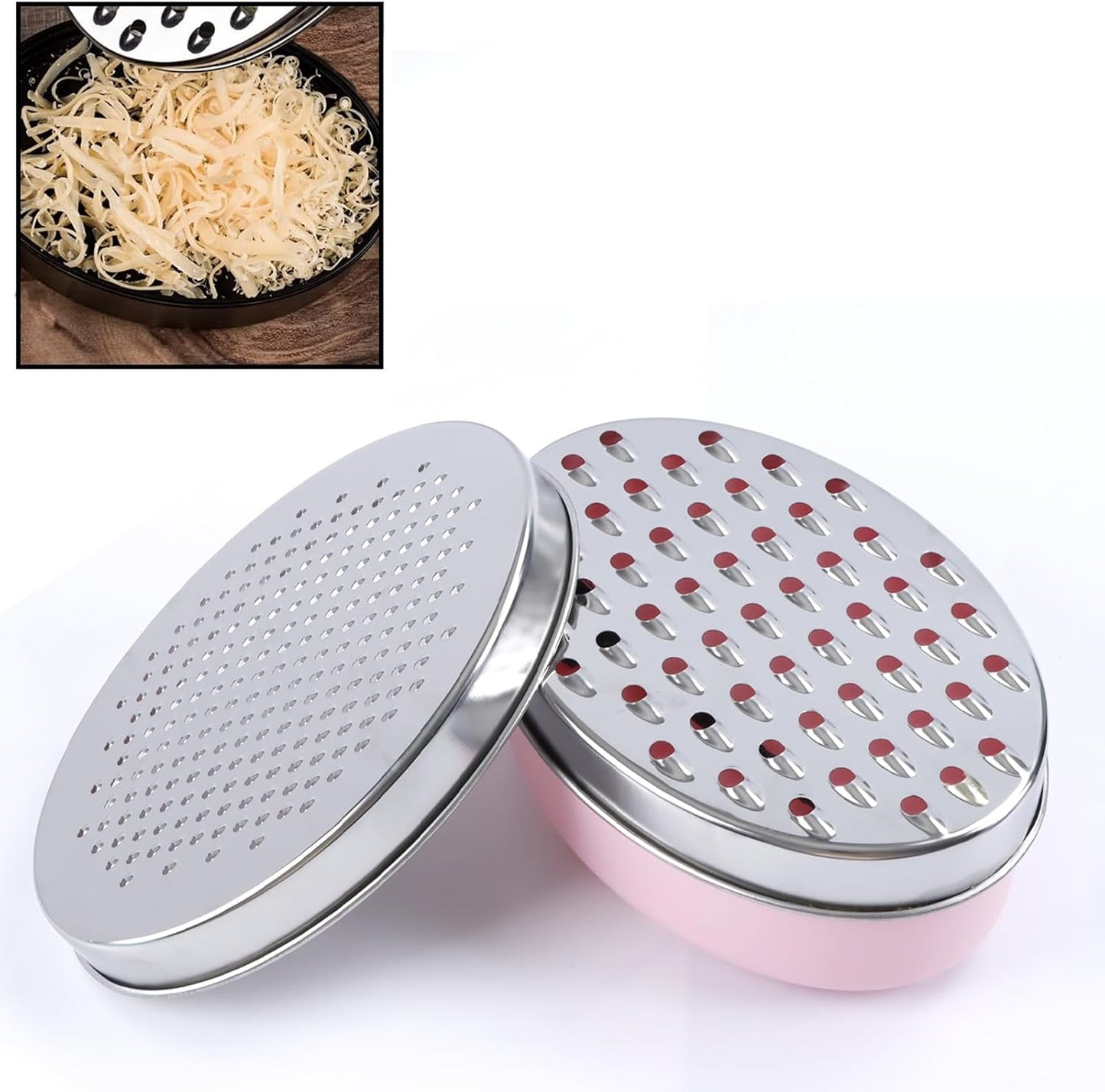Cheese Grater Citrus Lemon Zester with Food Storage Container & Lid - Perfect For Hard Parmesan Or Soft Cheddar Cheeses, Ginger, Vegetables, Butter, Chocolate & Nutmeg (Pink)