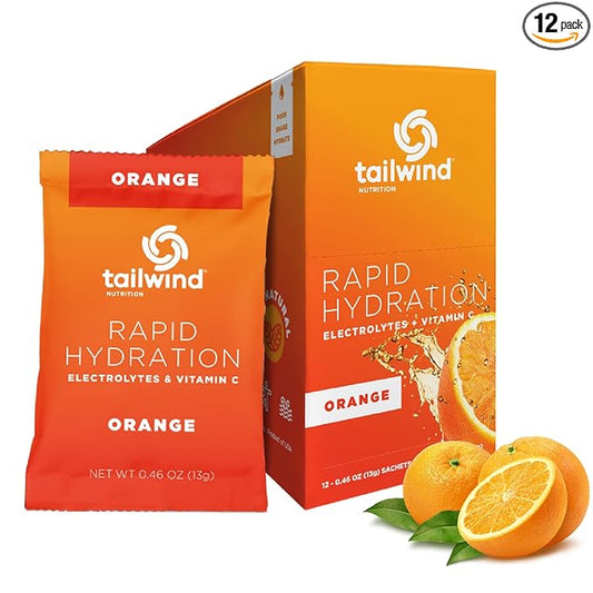 Tailwind Nutrition Rapid Hydration, Electrolyte & Hydration Powder, Vitamin C & Sea Salt Exercise Workout Mix, Orange, Pack of 12 Sticks