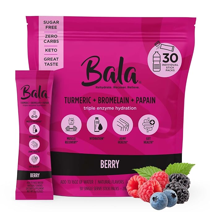 BALA Enzyme Hydration & Sugar-Free Drink Mix Powder - may contributes to overall wellness - Berry 0.25oz (30 Count)