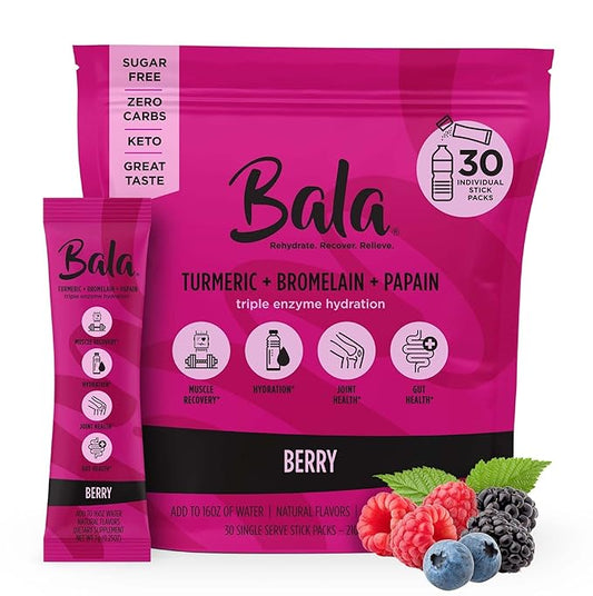 BALA Enzyme Hydration & Sugar-Free Drink Mix Powder - may contributes to overall wellness - Berry 0.25oz (30 Count)