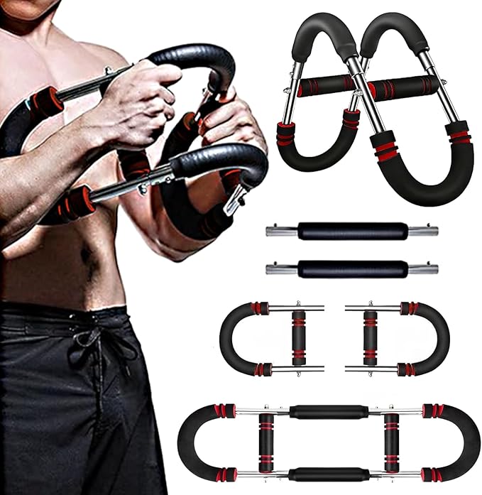 Twister Arm Exerciser, Chest Workout Equipment, Portable Power Twister Bar, Adjustable Spring Workout Bar for Enhancing Upper Body Muscle, 30-120lbs