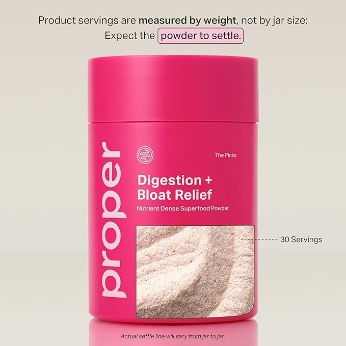 Proper, The Pinks Digestion and Bloat Relief. Drink Mix with Gut Health Probiotics, Prebiotics, Beet Root & Enzymes for Digestive Support. Bloating and Microbiome Supplement for Women and Men