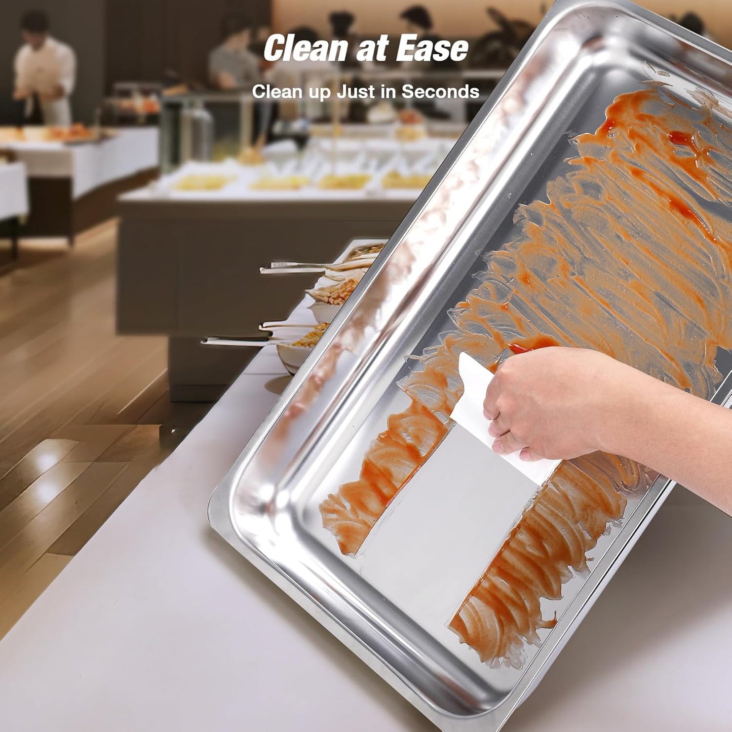 Chafing Dishes for Buffet 9QT 6 Pack,Easy Assembly, Food-Grade Stainless Steel Chafers for Catering w/Rolled Edge Design, Foldable Frame, for Party, Banquet (Full Size Food Pan)