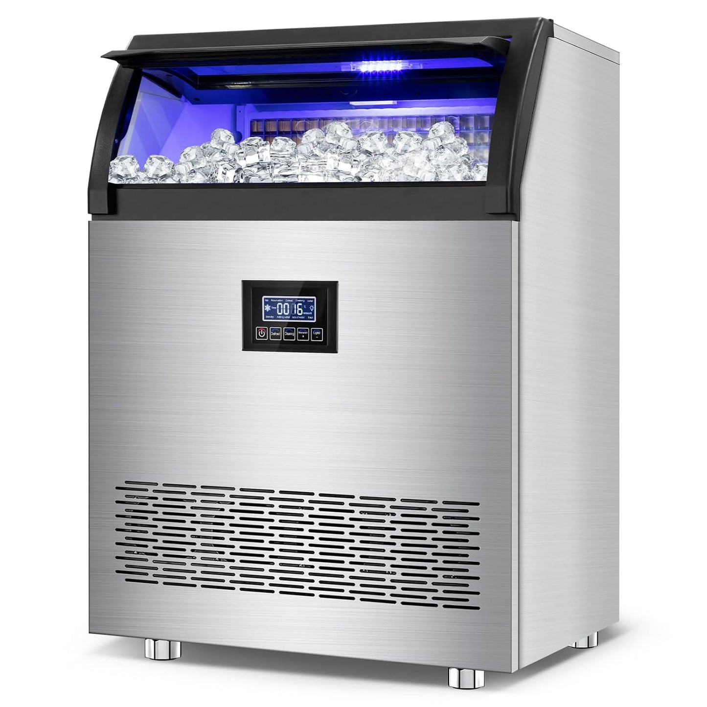 Commercial Ice Maker Machine 360LBS/24H with 80LBS Storage Bin, 126PCS Ice Cubes Ice Machine Stainless Steel Undercounter/Freestanding Ice Maker for Home Bar Outdoor, Self Cleaning