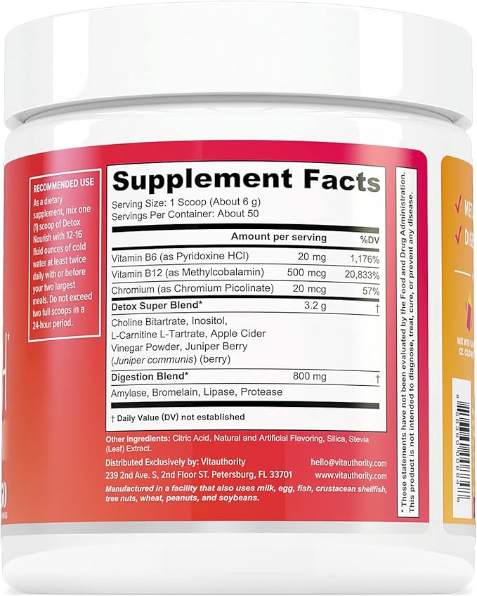 Nourishing Gut Cleanse and Detox Powder - Invigorating Gut Health Powder Detox Drink with Apple Cider Vinegar and Digestive Enzymes for Better Energy Digestion and Bloating Relief for Women and Men