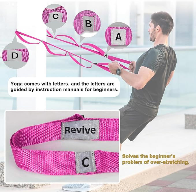 Stretching Strap Yoga Strap with 10 Loops, Non-Elastic Stretch Band for Physical Therapy, Flexibility, Exercise, Pilates, Dance & Gymnastics Workout