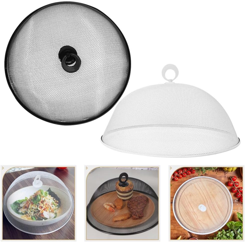 Metal Mesh Food Cover 2pcs Outdoor Mesh Food Tents Dome Screen Plate Cover 30cm Stainless Steel Fruit Fly Nets Picnic Food Umbrella for Table BBQ Camping