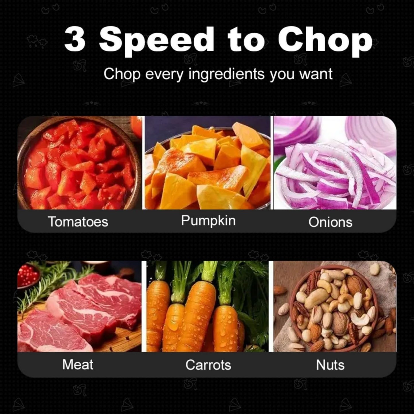 Food Processor, 3-Speed Electric Food Chopper with Vegetable Chopper & Meat Grinder - 2 Bowls (8 Cup Stainless Steel+8 Cup Glass), 300W, 2 Sets of 4 Bi-Level Blades for Vegetable/Fruits/Meat