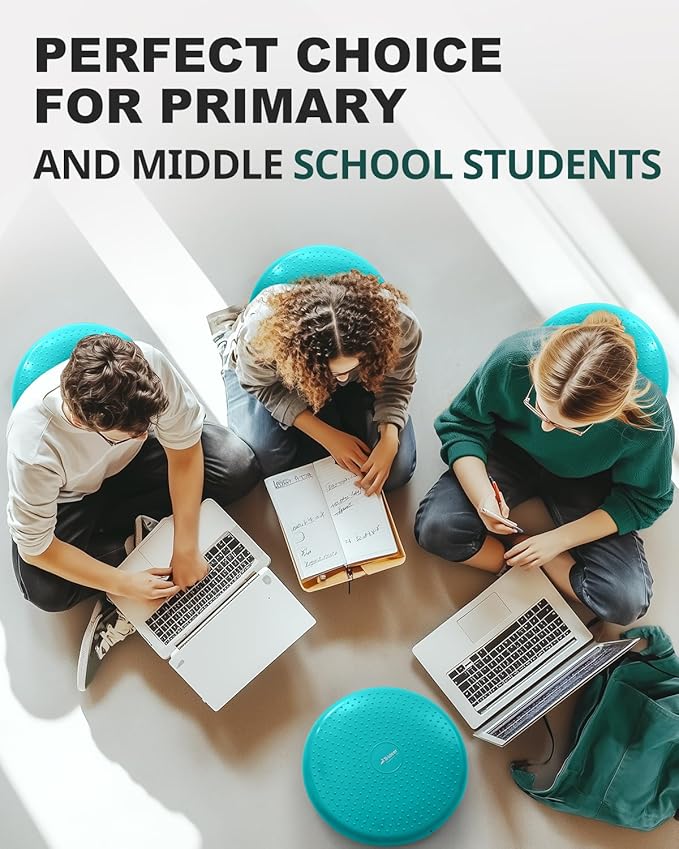 Trideer Wobble Cushion with Inflation Pump - Wiggle Seat for Sensory Kids(Multiple Colors), Balance Disc (Extra Thick)