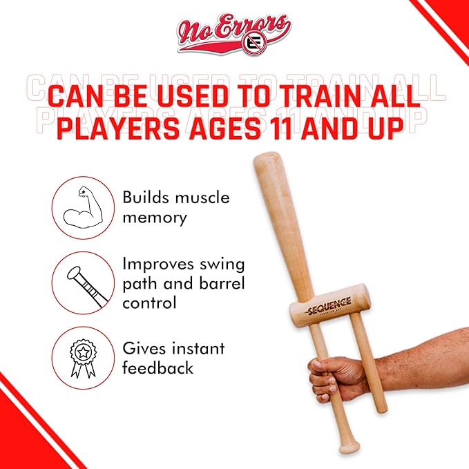 No Errors Sports Sequence Training Bat, Ultimate Two-Handed Baseball Trainer for Swing & Barrel Control, Ideal for Pro Players & Coaches