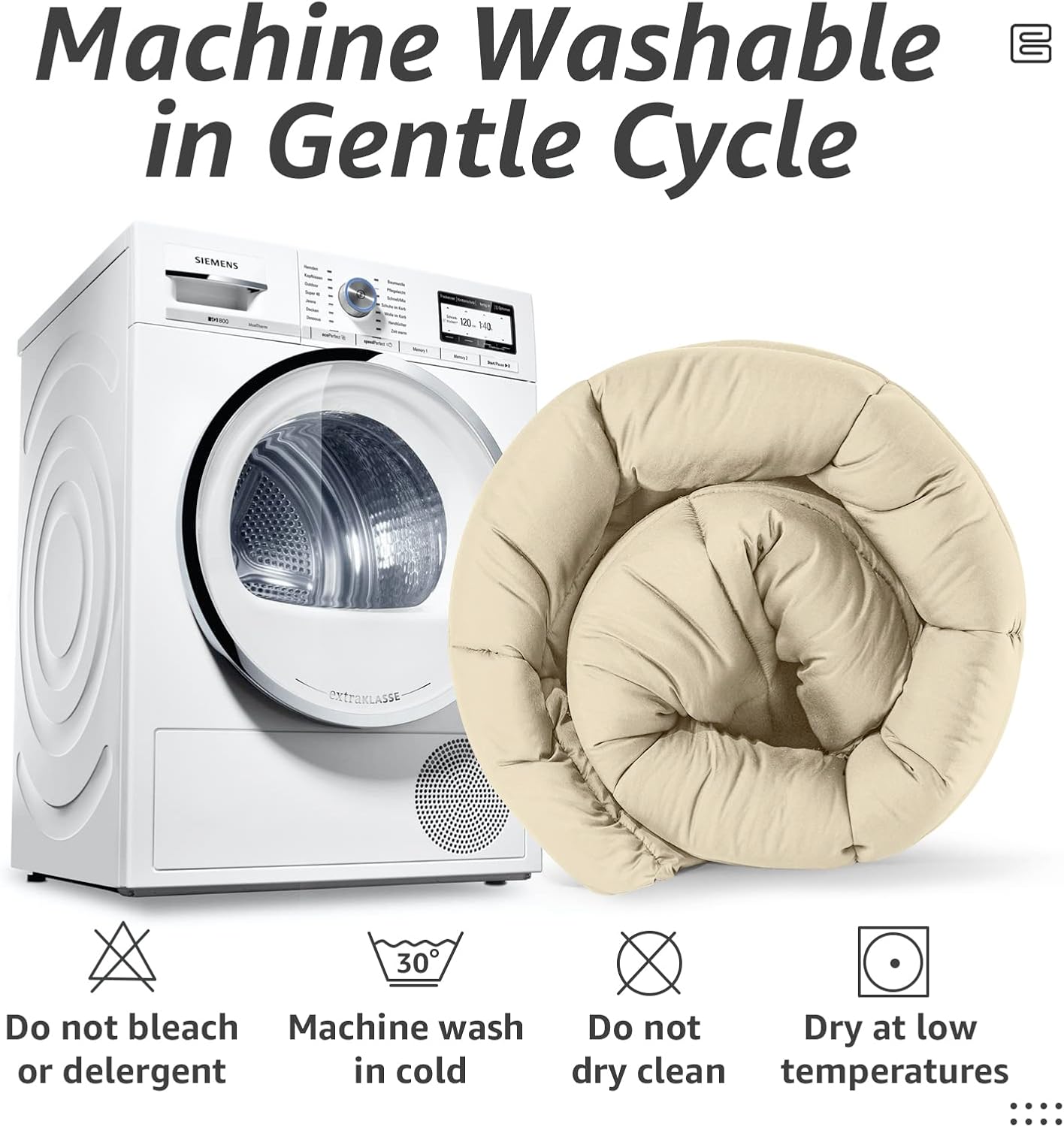 HYLEORY All Season California King Size Bed Comforter - Cooling Down Alternative Quilted Duvet Insert with Corner Tabs - Winter Warm - Machine Washable - Beige