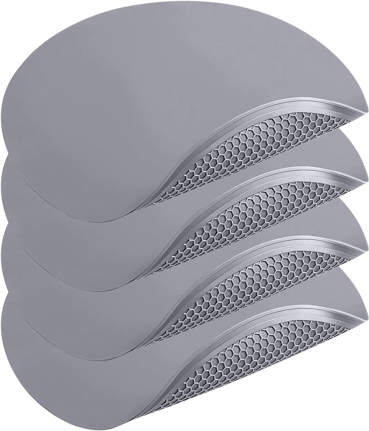 4 Pack 12 Inch Multi-Purpose Silicone Mat, As Drying Mat, Microwave Mat, Trivet, Pot Holder, Placemat, Utensils Rest, Pad for Hot Pans Plates Dishes Kitchen Countertop, Heat Resistant Mat, Light Gray