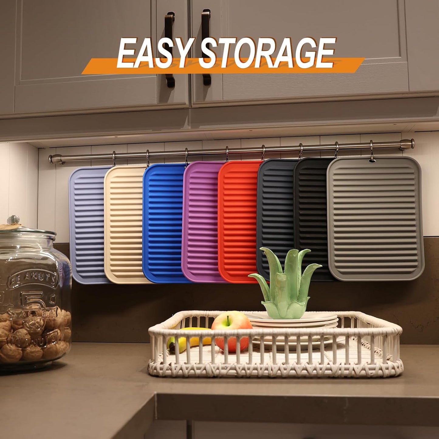 Joyhalo 4 Pack Silicone Trivets for Hot Pots and Pans,480℉ Heat Resistant Trivets for Hot Dishes,Hot Pads for Countertop,Kitchen Potholders,Navy