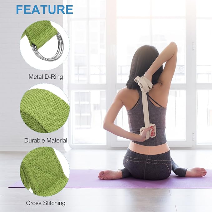 PATIKIL Yoga Strap for Stretching Cotton Yoga Belt with Adjustable Metal D-Ring Buckle Stretch Band for Fitness Pilates