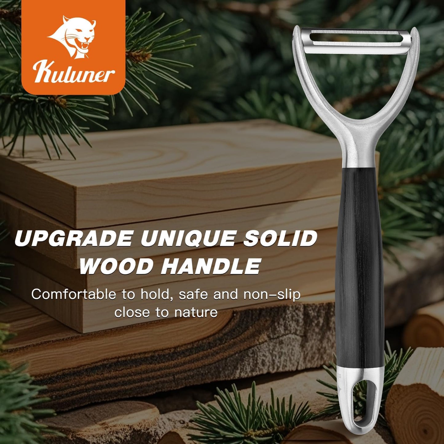 304 Stainless Steel Multi-Function Kitchen Peeler - With Solid Wood Handle, Sharp & Durable Blade, Effortlessly Peels Vegetables and Fruits, Essential Kitchen Tool