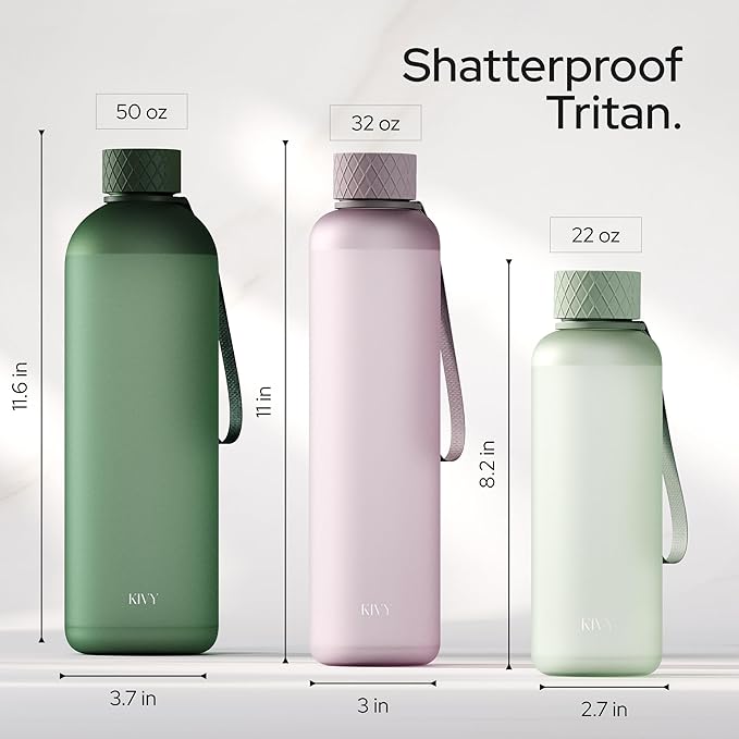 KIVY Slim Water Bottle 50oz [Lightweight & Shatterproof] - Reusable Tritan Water Bottle - Leak Proof Water Bottle for Women & Men - No Spill - Dishwasher Safe - BPA Free