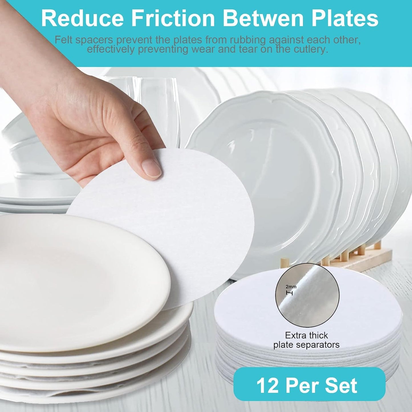 China Storage Containers-4PACK Quilted Dish Storage Containers with Lid Hard Shell for Moving Transport, Dinnerware,Stackable Plate Storage,24 Felt Plate Dividers Included,12 * 12 * 8in