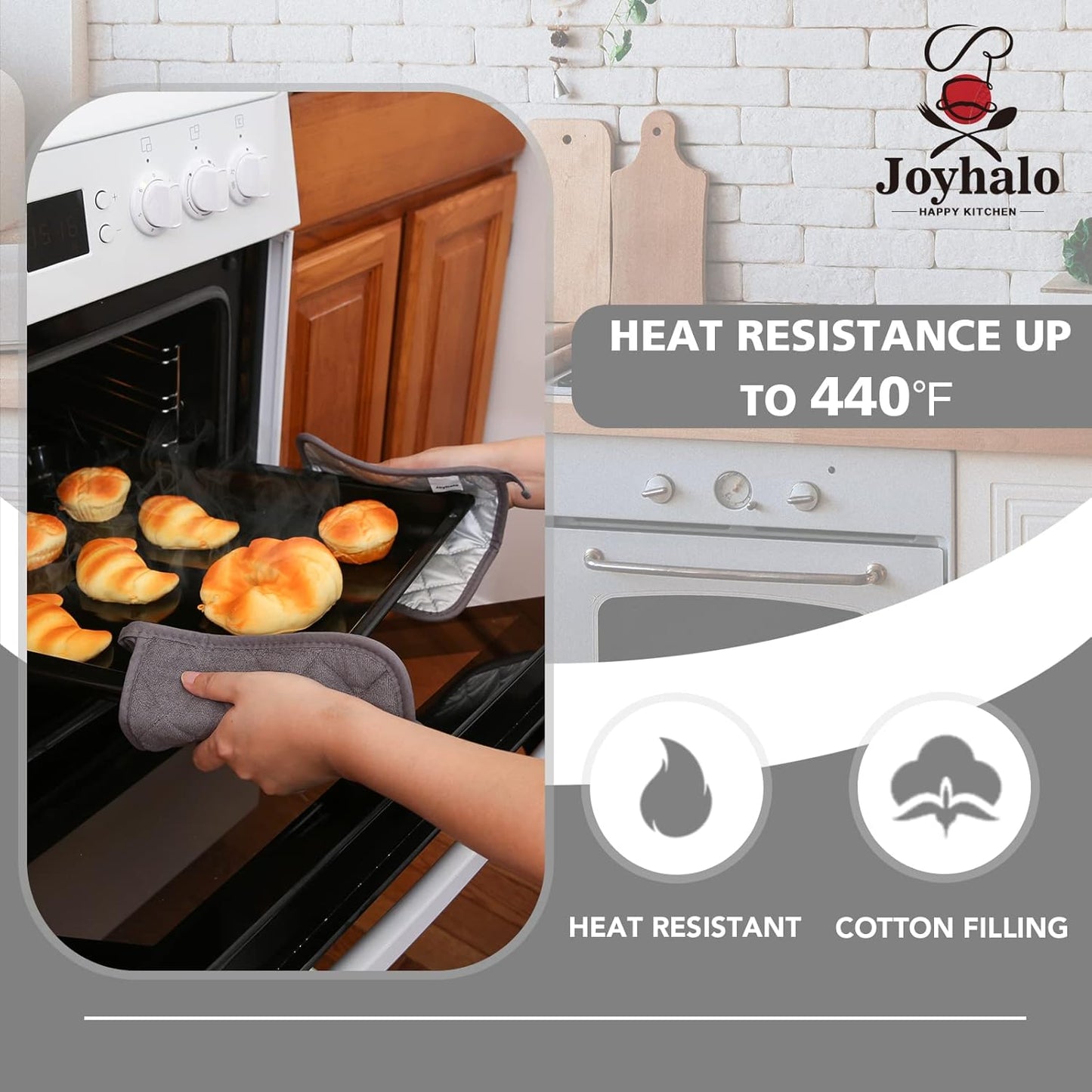 Joyhalo 6 Pack Pot Holders for Kitchen,Cotton Oven Holder with Great Heat Resistance,Non Slip Hot Pads for Kitchen Clearance,Dark Grey