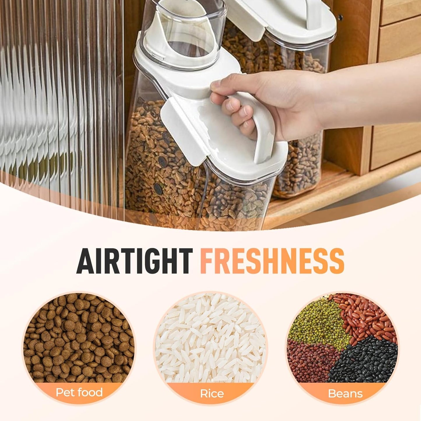 Clear Airtight Food Storage Containers, Transparent Cereal Dry Food Storage with Pouring Spout, for Flour, Sugar and Cereal (54oz white)