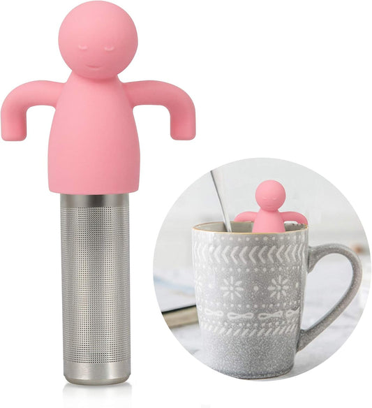 Leden Loose Leaf Tea Steeper Cute Tea Infuser for Girl Kids Extra Fine Mesh Tea Ball Stainless Steel Tea Filter with Silicone Lid for Cup Mug Pot Pink