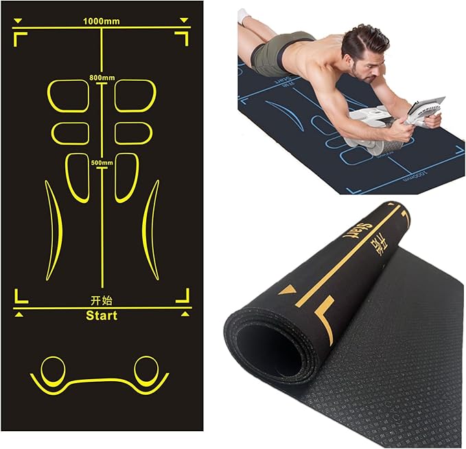 Non-Slip Workout Mat for Ab Roller Wheel, Exercise Mat with Storage Bag, 7mm Extra Thick Exercise Equipment Yoga Floor Mats Home & Gym Sound Insulation Protection Pads