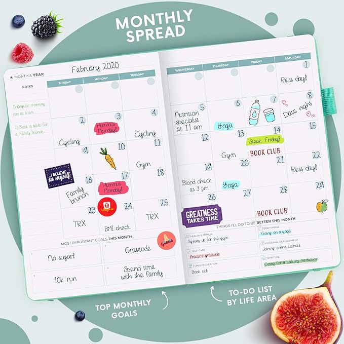 Clever Fox Wellness Planner - Weekly & Daily Health and Wellness Log, Food Journal & Meal Planner Diary for Calorie Counting, Notebook for Medical Condition Tracking, A5-Sized - Turquoise