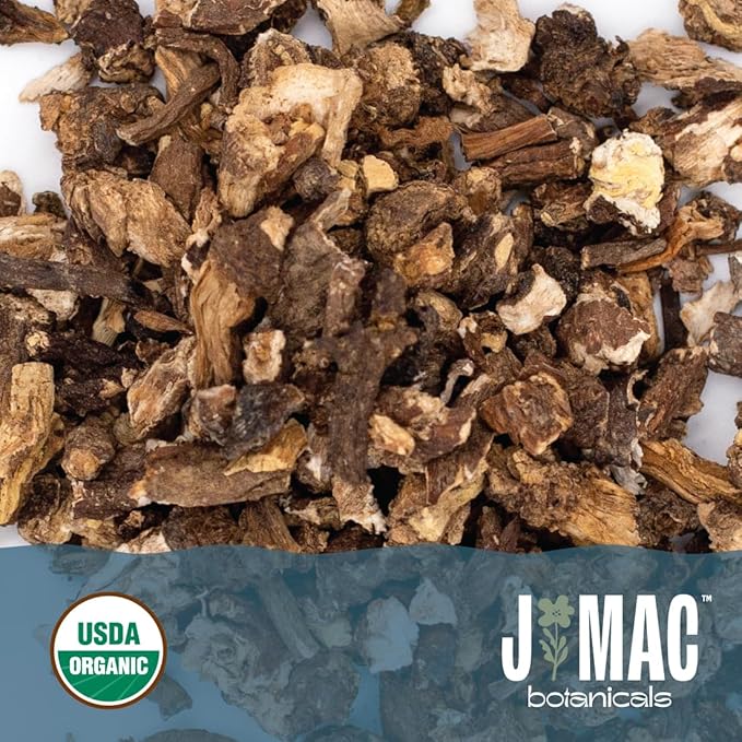 J Mac Botanicals Organic Dandelion Root (16 oz) unroasted, herb for tea and other infusions, Packaged in the USA, Certified USDA Organic