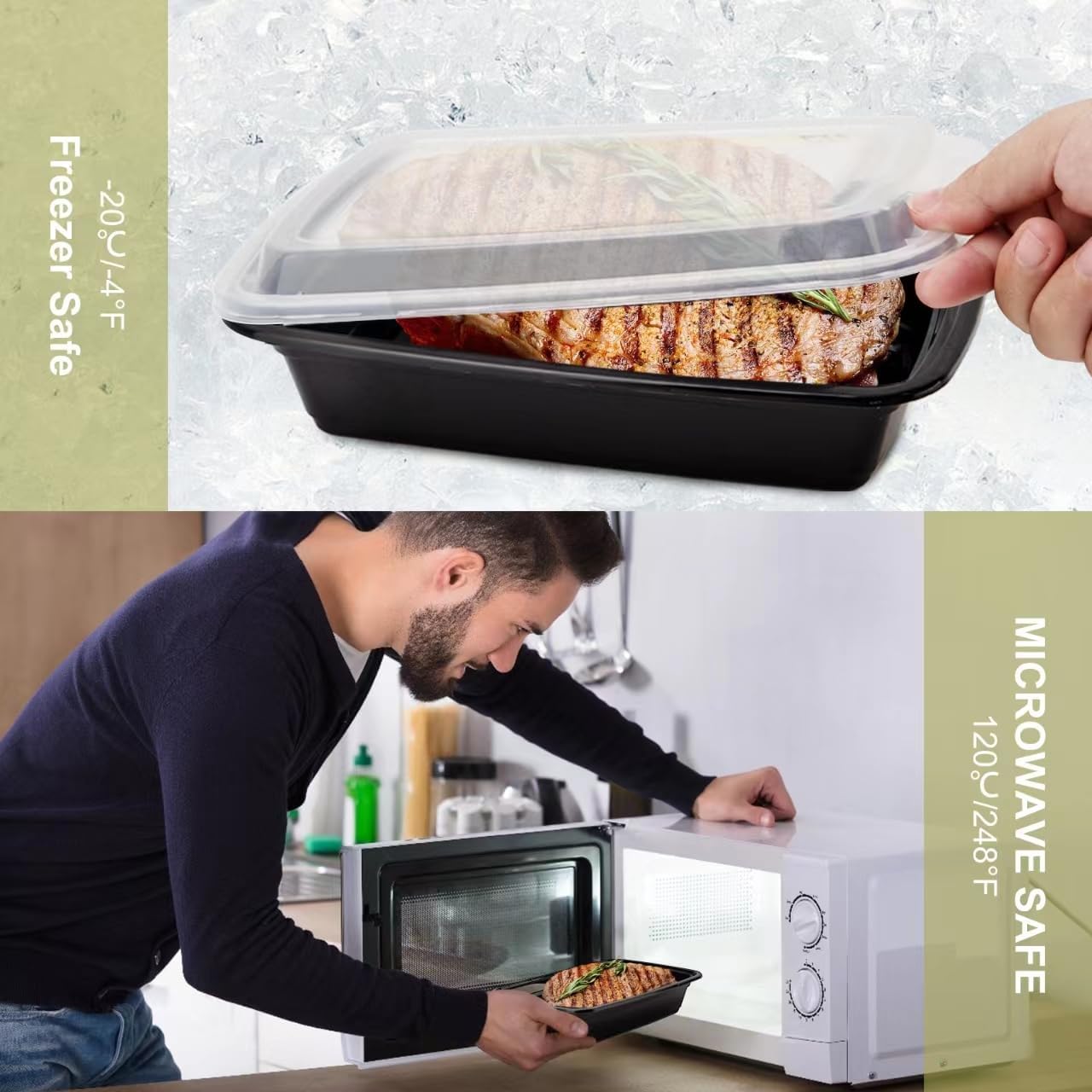 30 Pack Meal Prep Containers 38oz, Plastic To Go Food Containers with Lids, BPA-Free, Microwave/Dishwasher/Freezer Safe