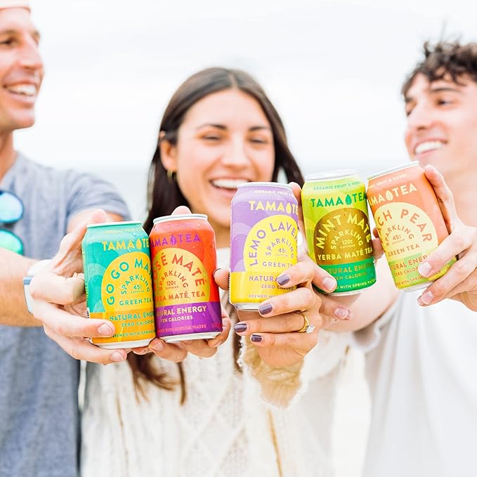 Tama Tea Sugar-Free Sparkling Green Tea, Mango – Organic & Naturally Energizing – Zero Calories, Zero Carbs, Non-GMO – Antioxidant-Rich with 45mg Natural Caffeine – 12 oz Cans (12-Pack)