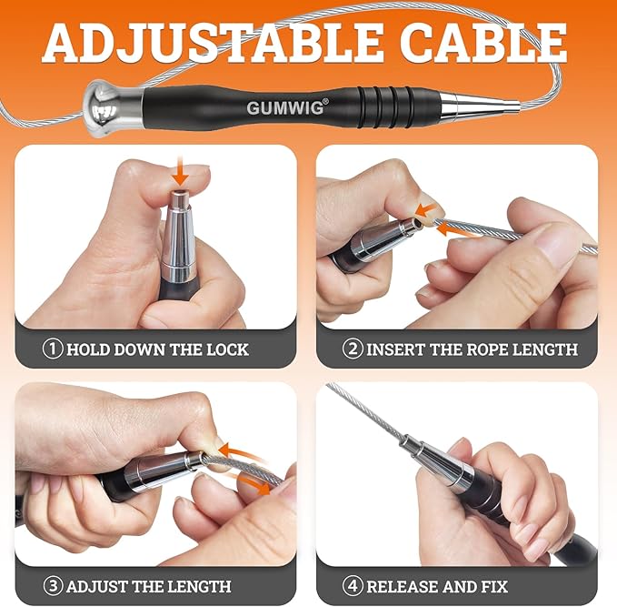 High Speed Jump Rope for Adults Men Women, Double Under Jumping Ropes for Workout Fitness Professional Training Boxing, Weighted Skipping Workout with Tang-free Cable, Stainless Steel Handle with Removable Counterweight Rob