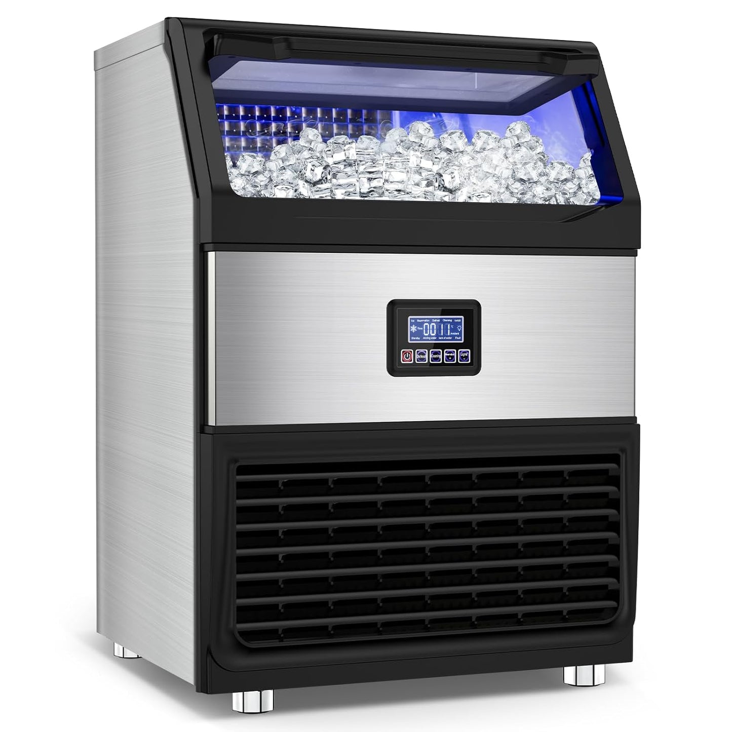 Commercial Ice Maker Machine – 250 Lbs/24H, 75 Lbs Storage Bin, 80 Ice Cubes in 8 Minutes – Freestanding Ice Machine with Water Filter and Scoop for Restaurant, Bar, Home, and Office